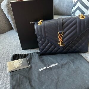 Saint Laurent Envelope Medium Leather Bag